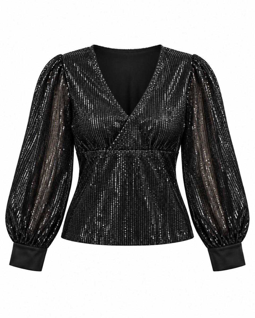 Blusa de Lentejuelas con Escote Cruzado
