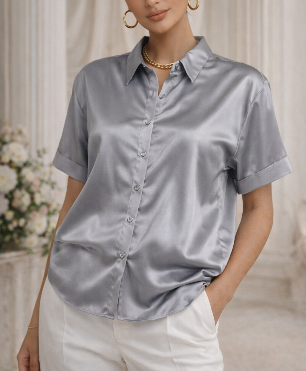 Blusa Satin Aura - Purple Rain