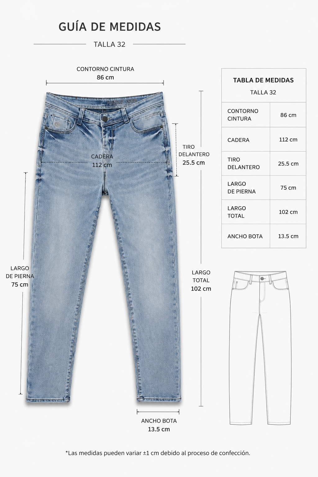 Jean Hombre Premium Textura Jacquard Azul Claro
