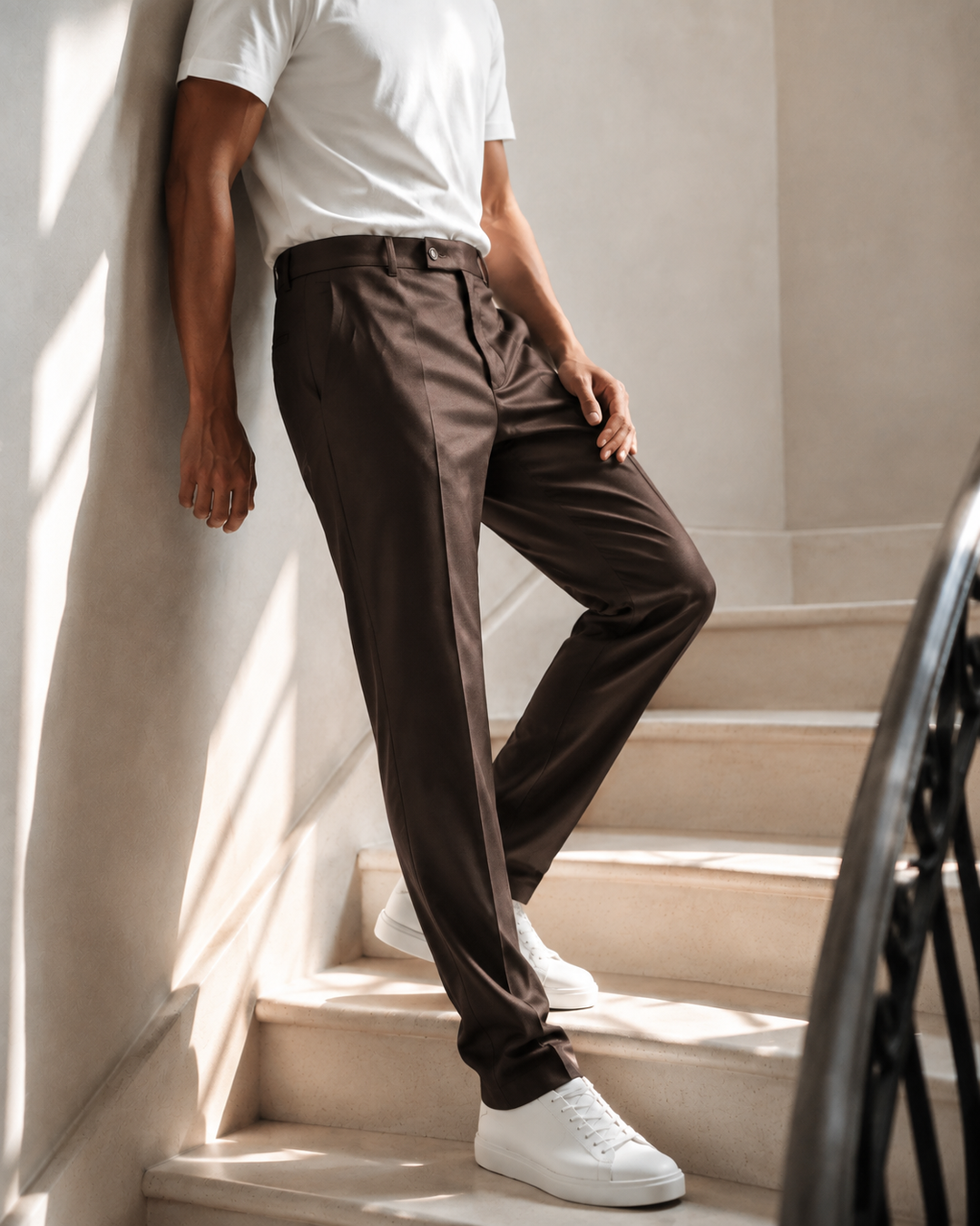 Pantalón Hombre pantalón sastrero tencel Café