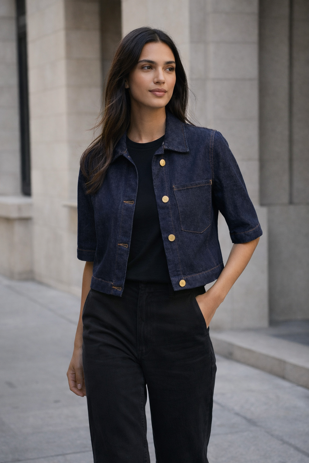 Chaqueta Denim texturizada cuadros - Purple Rain