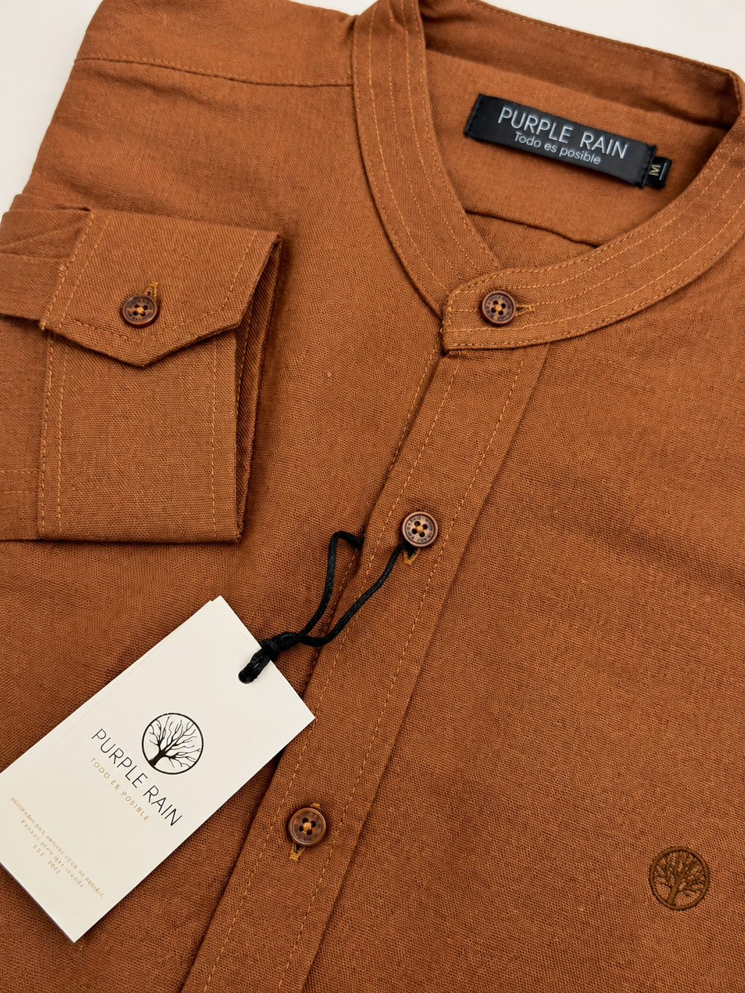 Camisa Lino Manga Larga Cuello Nerú Amalfi