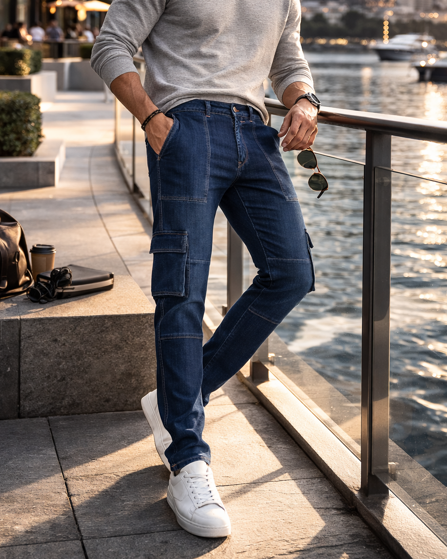 Jean Cargo Slim Stretch - Purple Rain