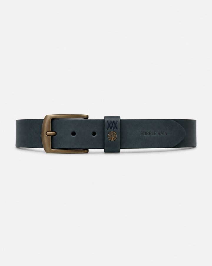 Cinturón de cuero bovino para hombre azul petróleo | Purple Rain