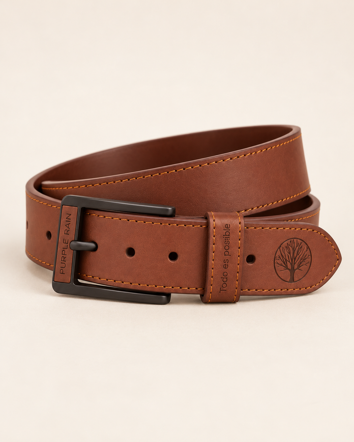 Cinturón de cuero para hombre con doble costura | Purple Rain