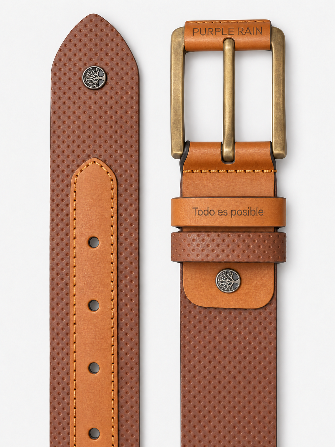 Cinturón de cuero bovino para hombre bicolor texturizado | Purple Rain