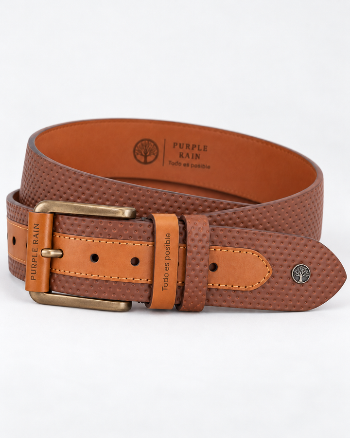 Cinturón de cuero bovino para hombre bicolor texturizado | Purple Rain