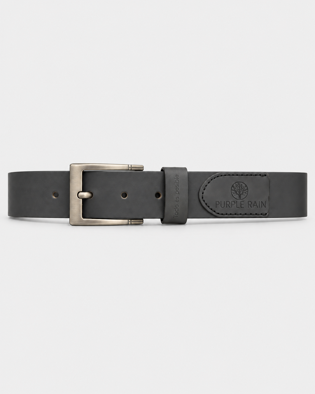 Cinturón Hombre En Cuero Negro Con Hebilla Rectangular