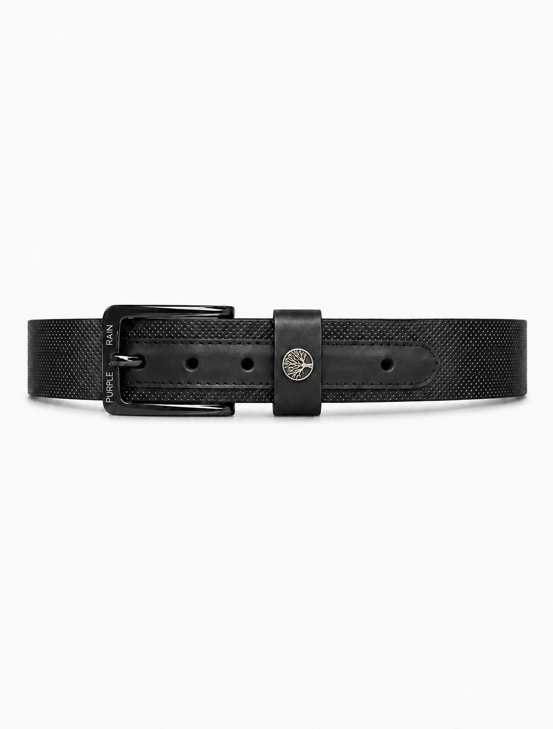 Cinturón de cuero negro texturizado para hombre | Purple Rain