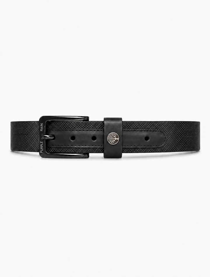 Cinturón de cuero negro texturizado para hombre | Purple Rain