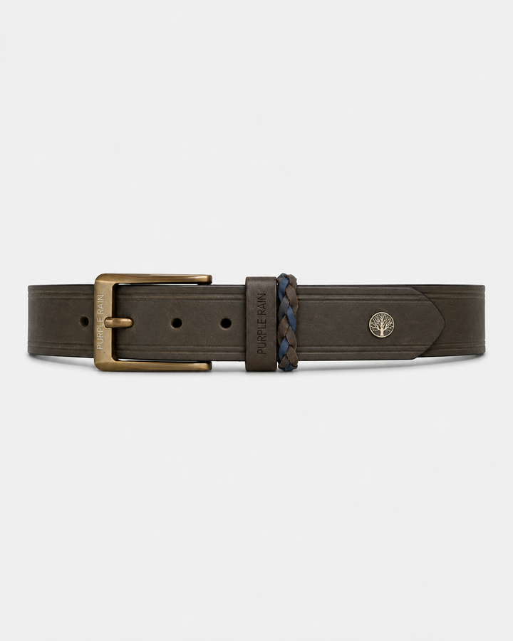 Cinturón de cuero bovino para hombre con hebilla dorada | Purple Rain