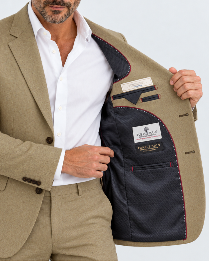 Traje Hombre Élite Tipo Paño Caqui Texturizado
