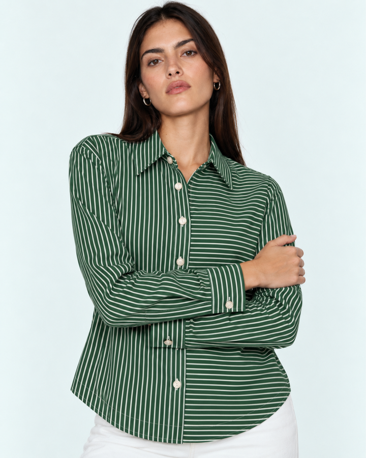 Blusa Dama de Rayas Manga Larga