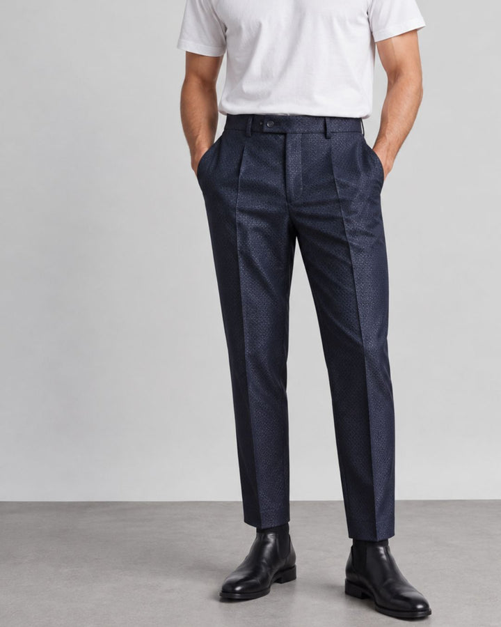 Pantalón Sastre Azul Marino Texturizado – Slim