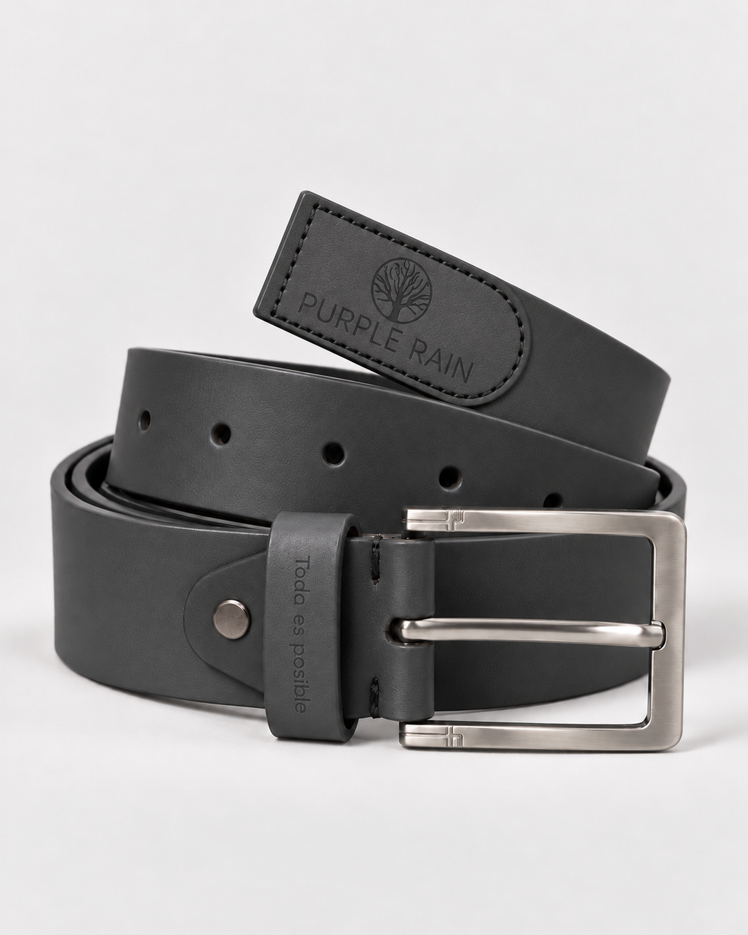 Cinturón Hombre En Cuero Negro Con Hebilla Rectangular