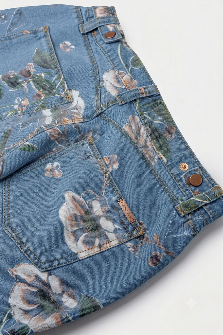 Jean Florencia Floral Ajustable – Bota Recta