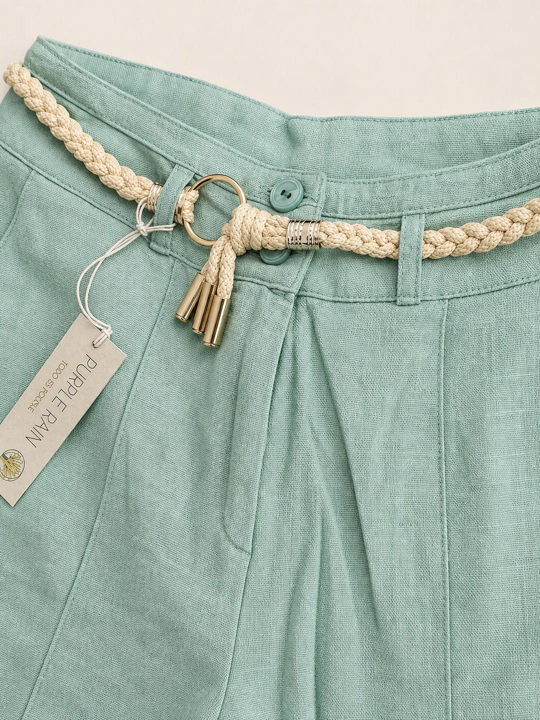 Pantalón Dama Lino Viscosa con Cinturón Trenzado