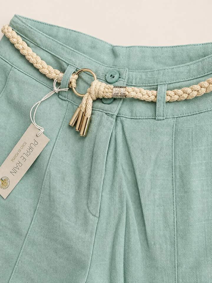 Pantalón Dama Lino Viscosa con Cinturón Trenzado