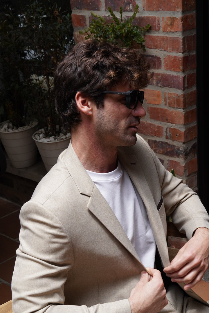 BLAZER HOMBRE TIPO PAÑO BEIGE