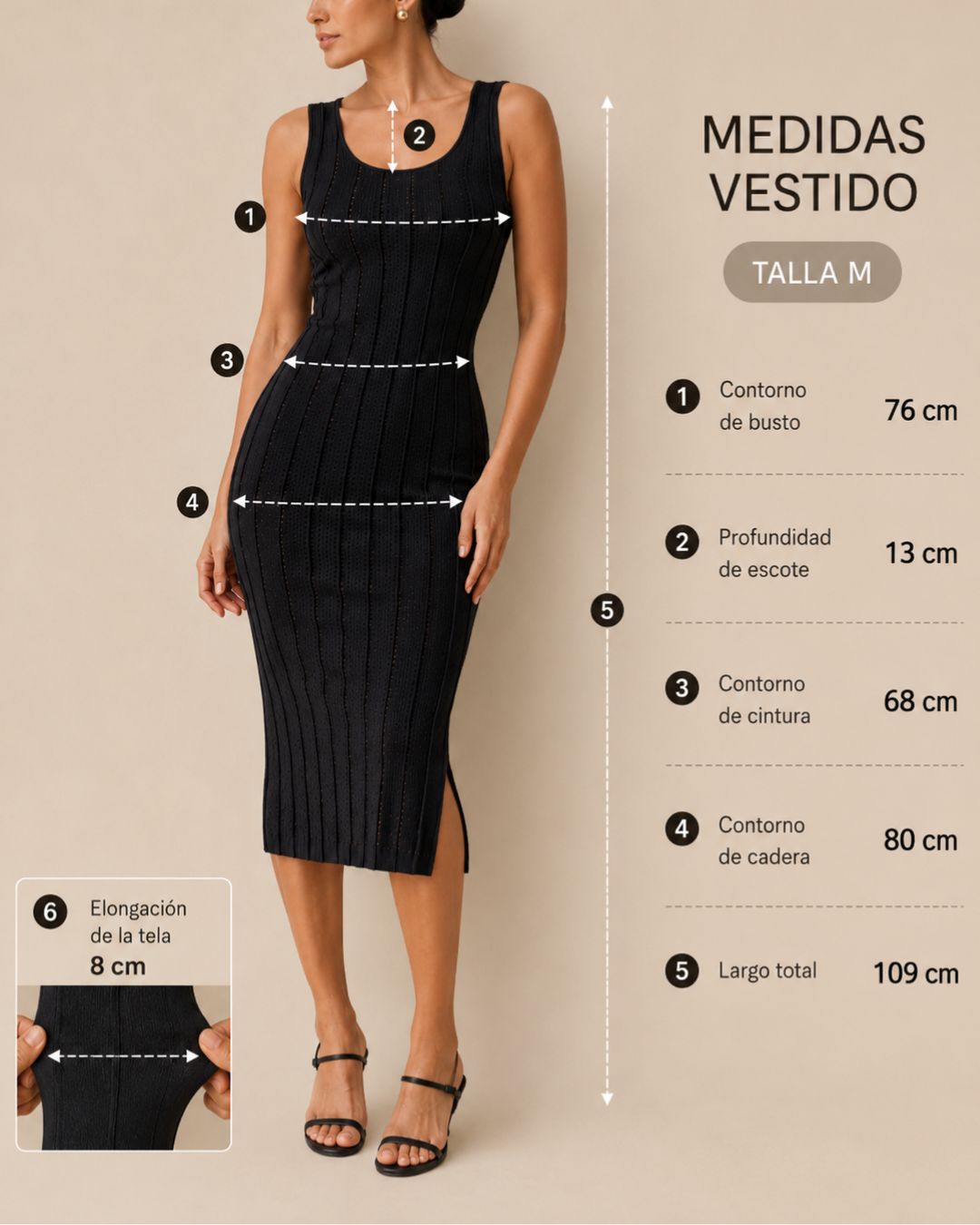Vestido Midi Texturizado Negro