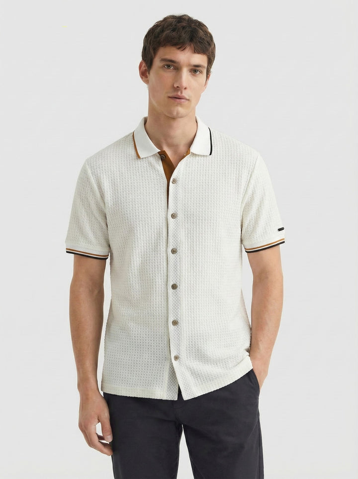 Camisa Tejida cuellos y puños ultrafinos en jacquard