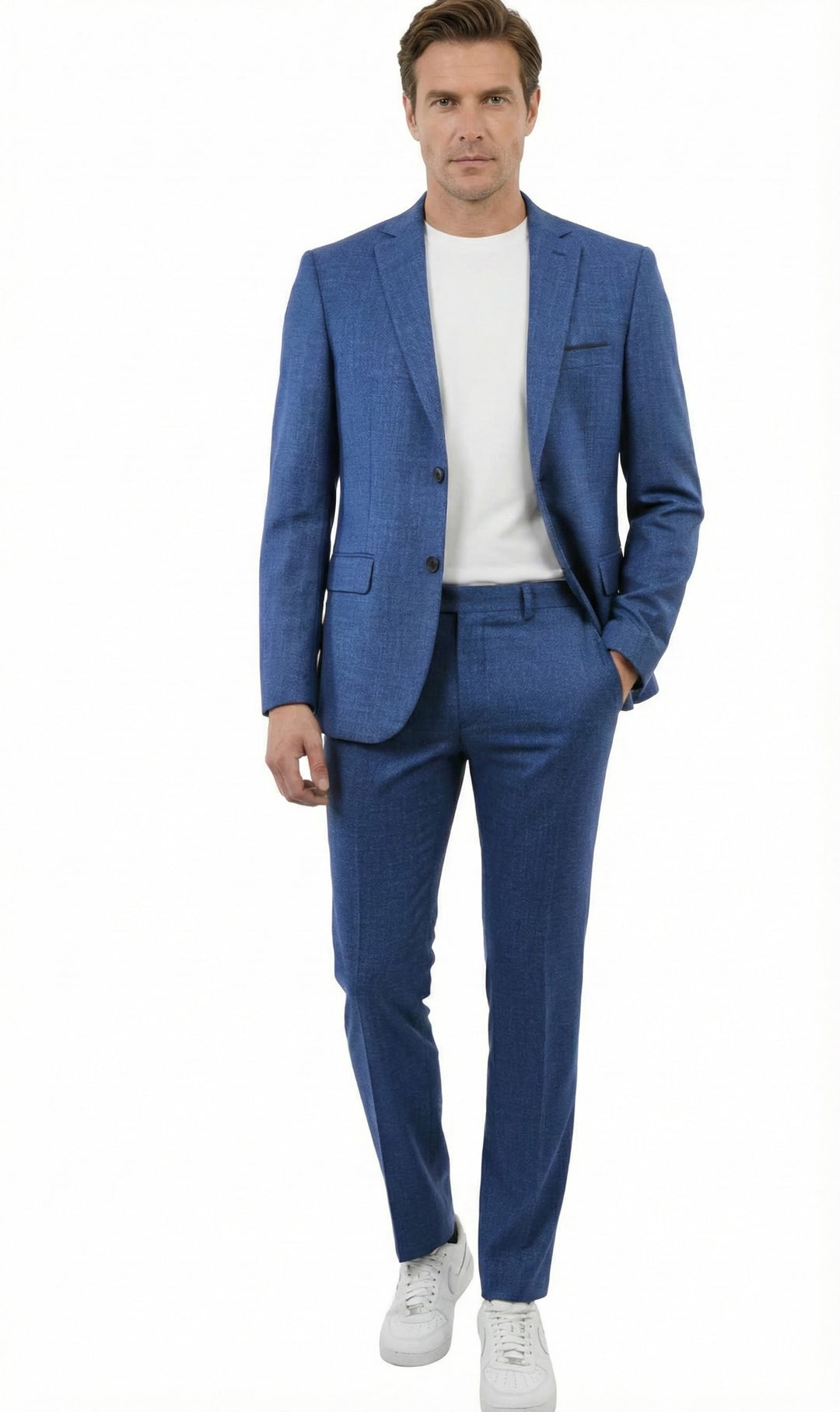 Traje azul texturizado