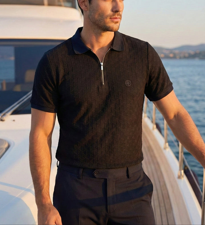 The Suede-Touch Jacquard Polo - Purple Rain