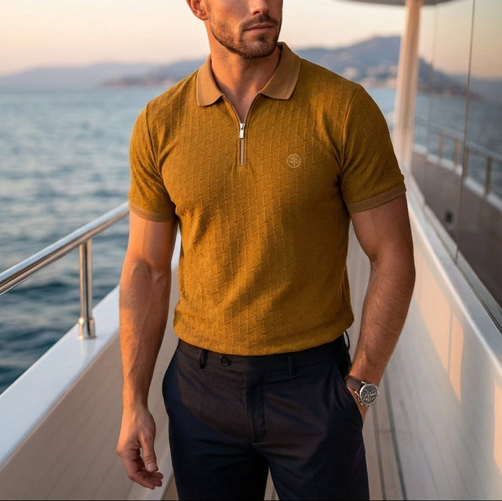 The Suede-Touch Jacquard Polo - Purple Rain