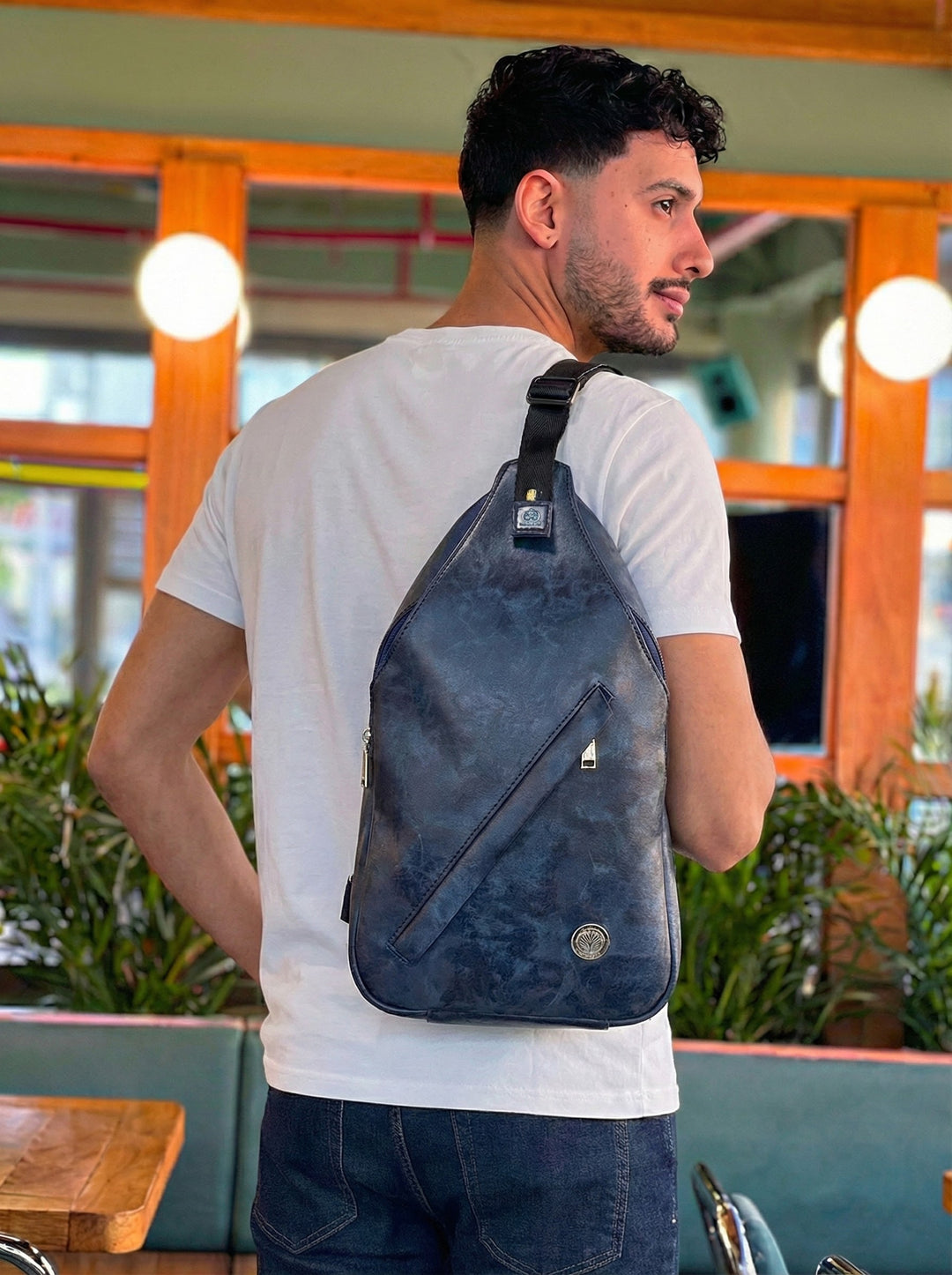 Morral Cruzado Azul Marmolado