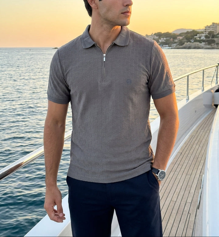 The Suede-Touch Jacquard Polo - Purple Rain