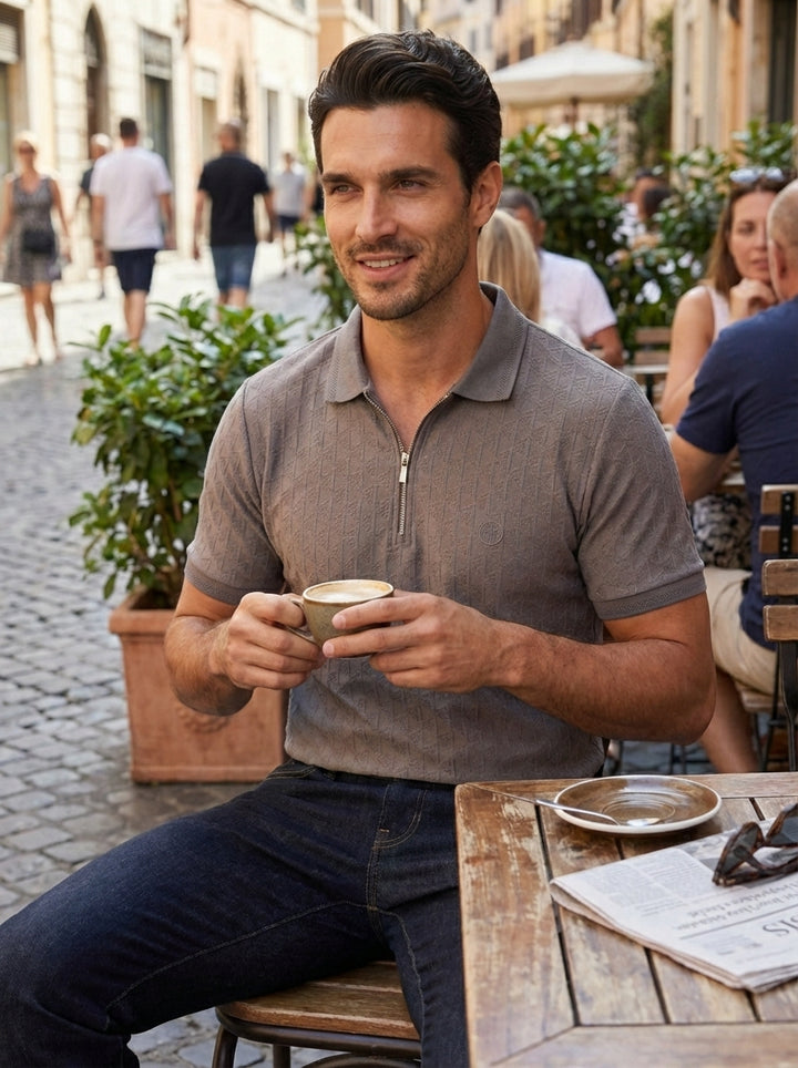 The Suede-Touch Jacquard Polo - Purple Rain