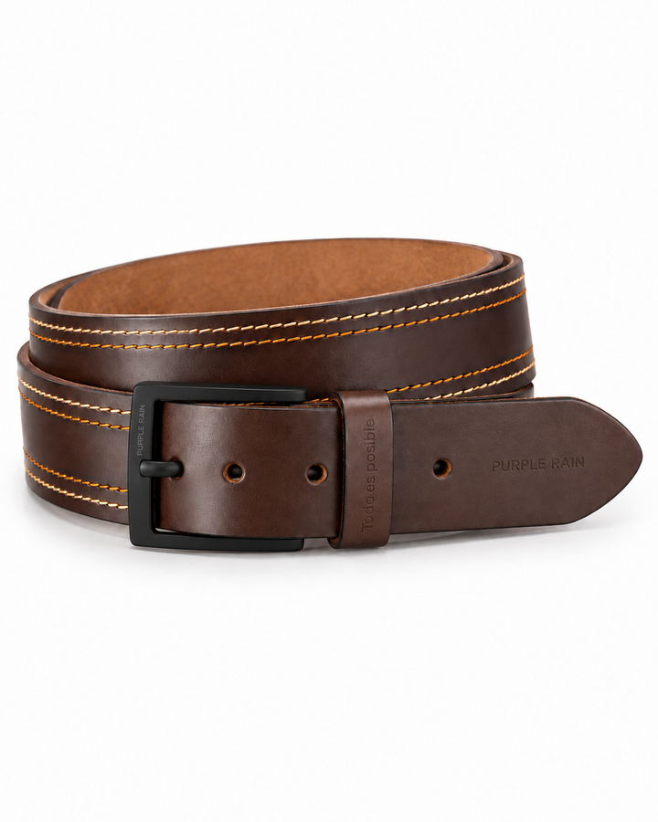 Cinturón de cuero para hombre con doble costura | Purple Rain