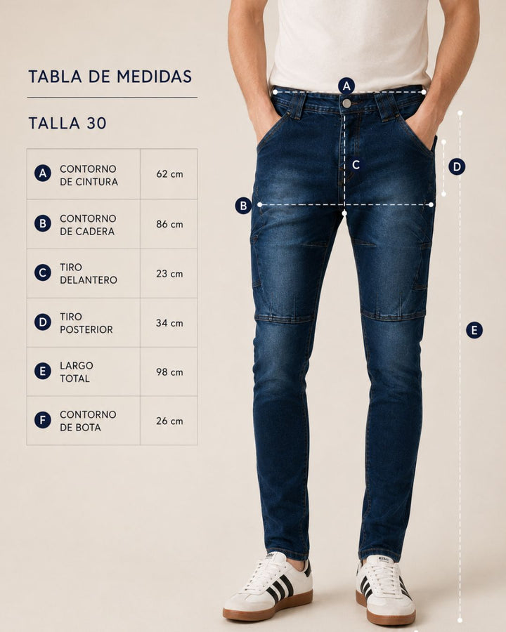 Jean Biker Torino Índigo Hombre | Skinny Fit Stretch