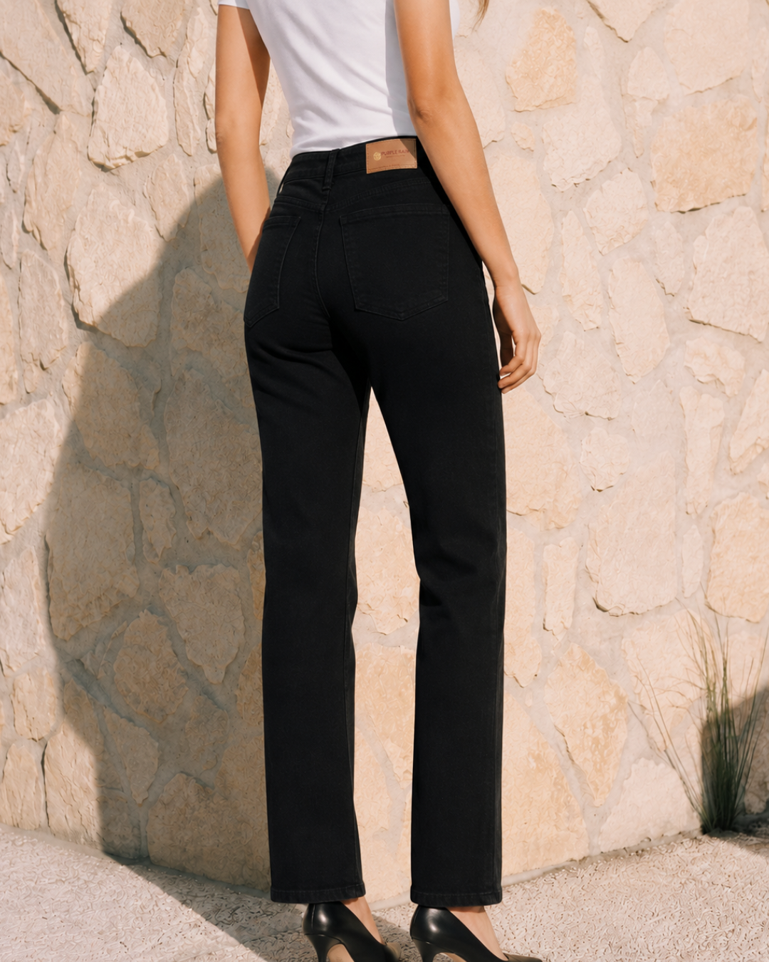 Jean Dama Clásico Negro Bota Recta