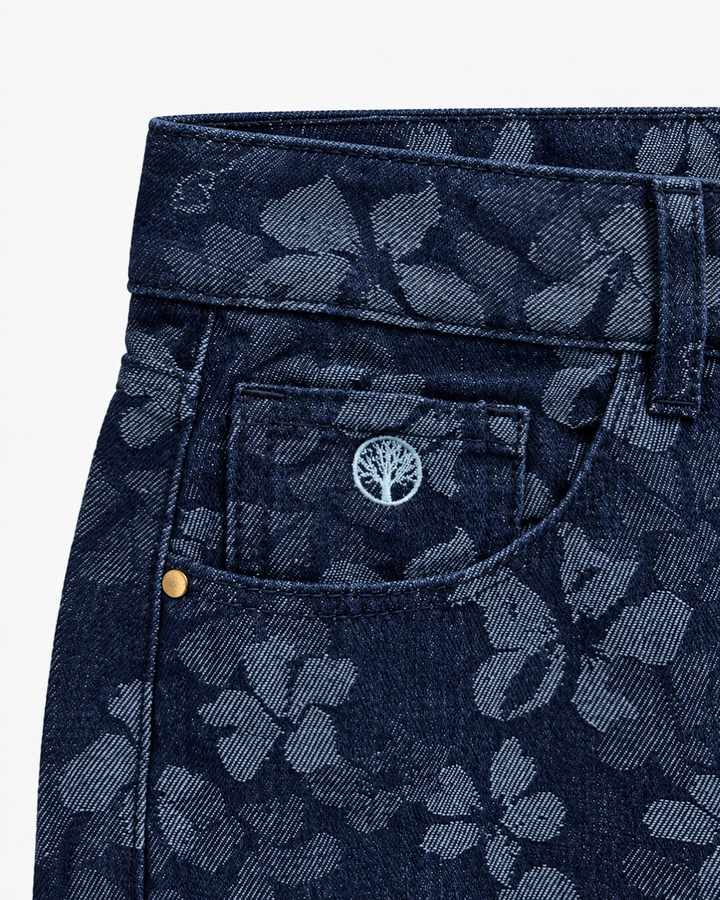 Jean Dama Estampado floral Bota Recta