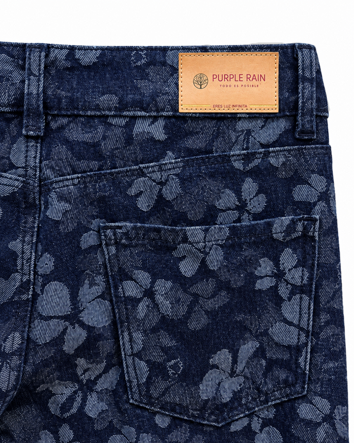 Jean Dama Estampado floral Bota Recta
