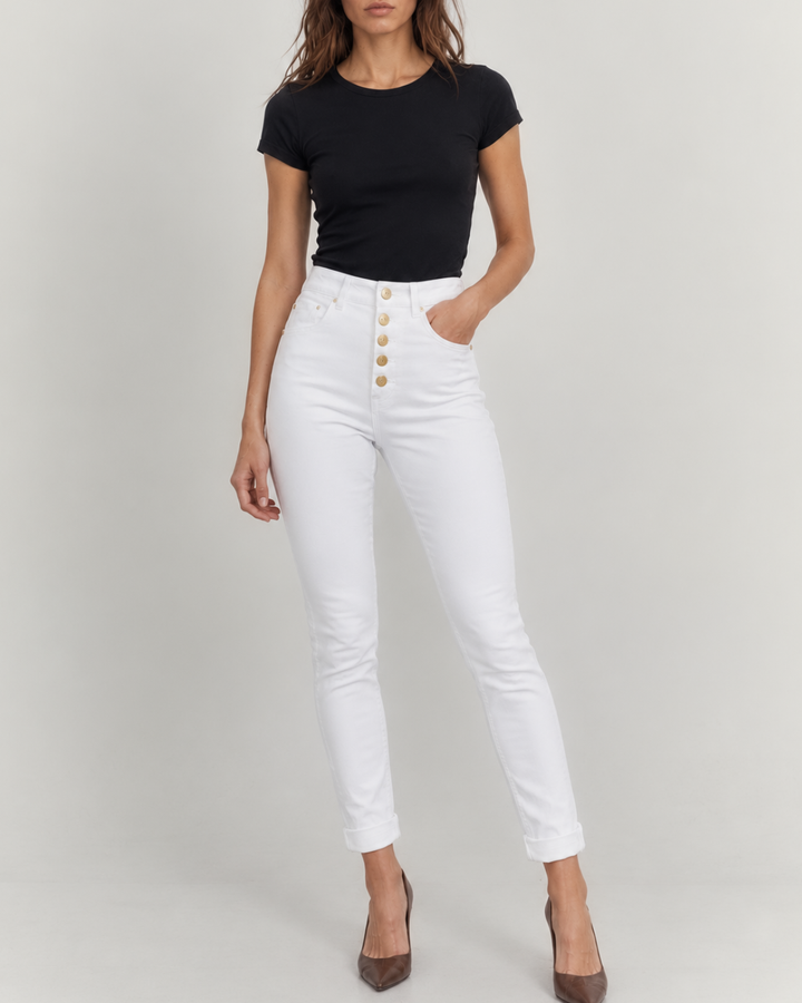 Jean Dama High Rise Blanco Premium - Purple Rain