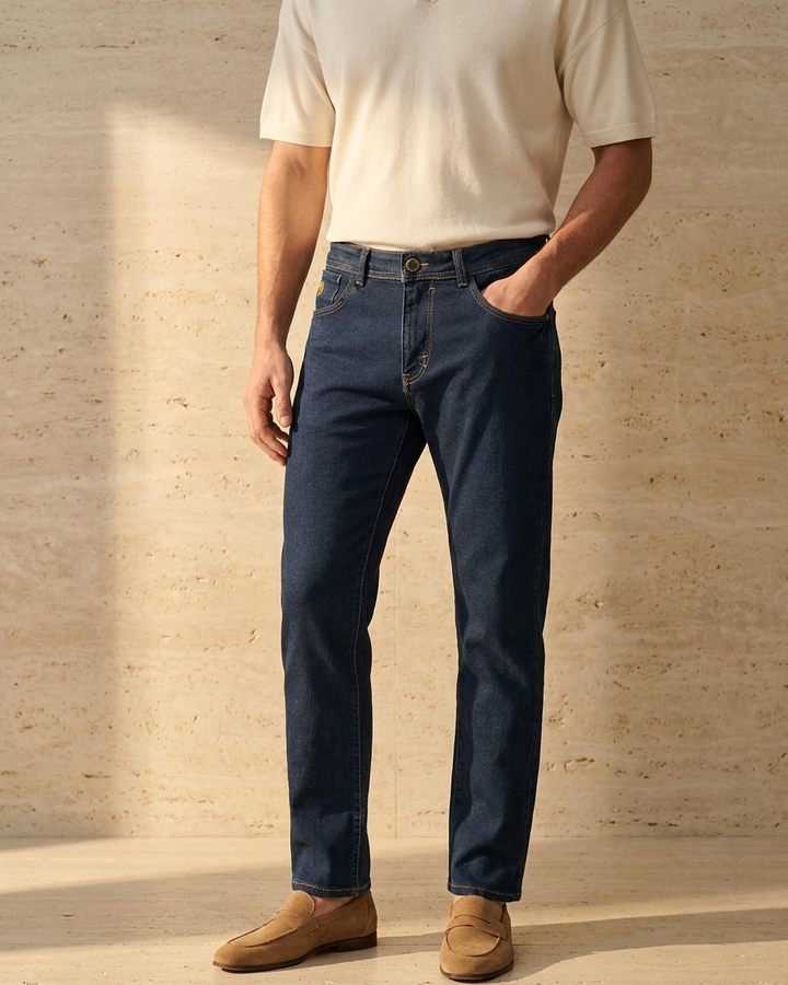 Jean Hombre Azul Índigo Texturizado Premium | Slim Fit Old Money | Purple Rain