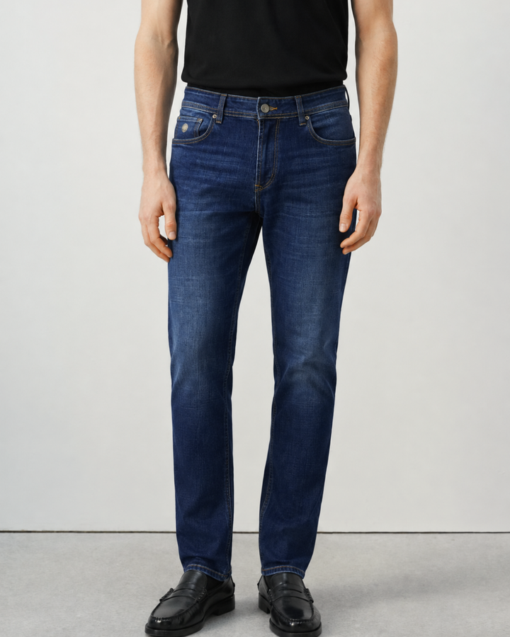 Jean Hombre Slim Fit Azul Índigo Bota Recta