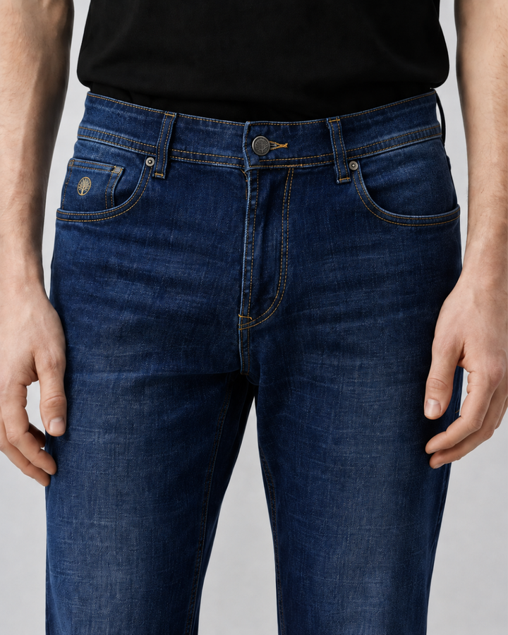 Jean Hombre Slim Fit Azul Índigo Bota Recta