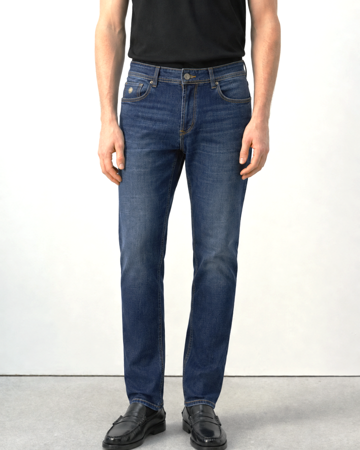 Jean Hombre Slim Fit Azul Índigo Bota Recta