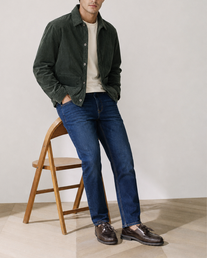 Jean Hombre Slim Fit Azul Índigo Bota Recta