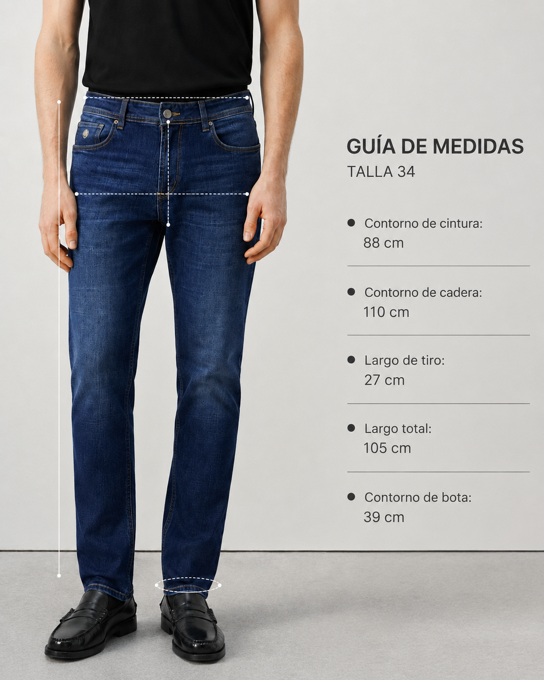 Jean Hombre Slim Fit Azul Índigo Bota Recta