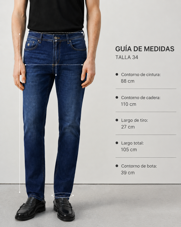 Jean Hombre Slim Fit Azul Índigo Bota Recta