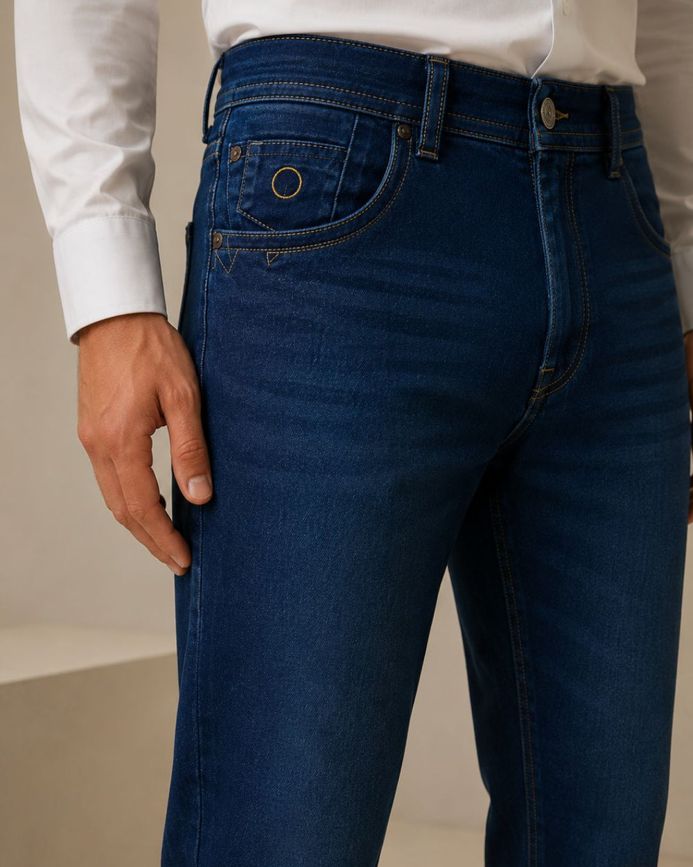Jean Hombre Stretch Bota Recta Azul Oscuro Heritage