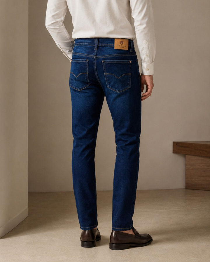 Jean Hombre Stretch Bota Recta Azul Oscuro Heritage