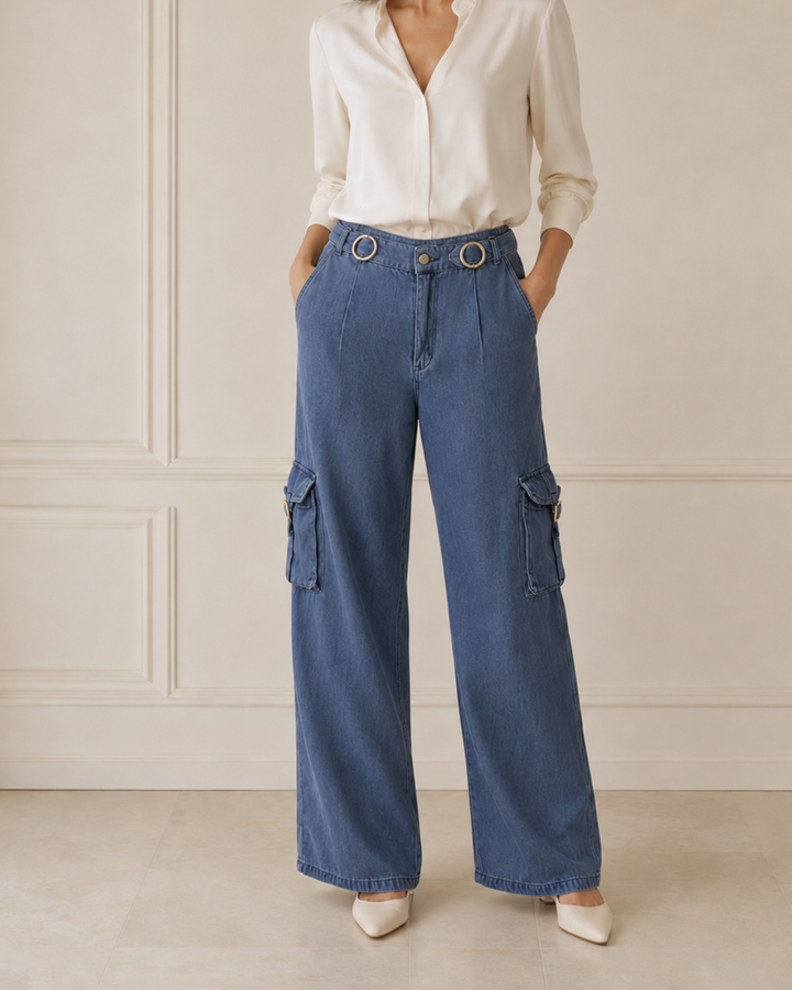 Jean Pantalón Cargo bota recta ligero