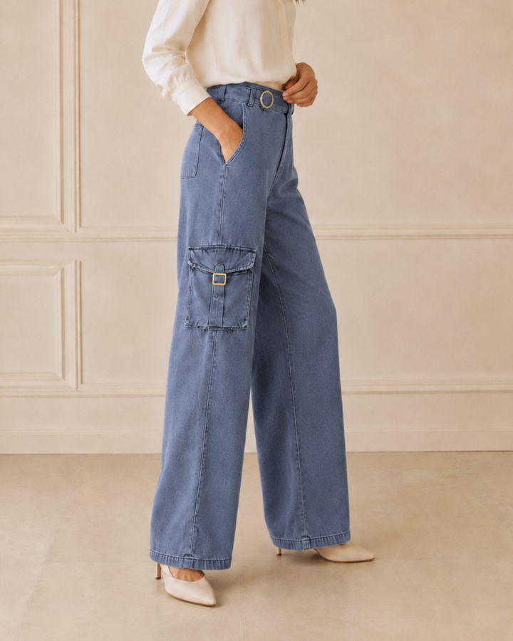 Jean Pantalón Cargo bota recta ligero