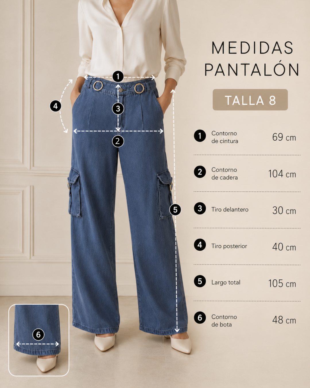Jean Pantalón Cargo bota recta ligero