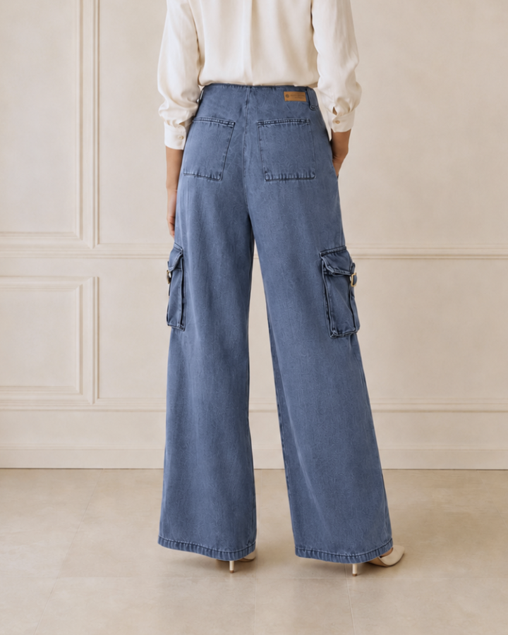 Jean Pantalón Cargo bota recta ligero